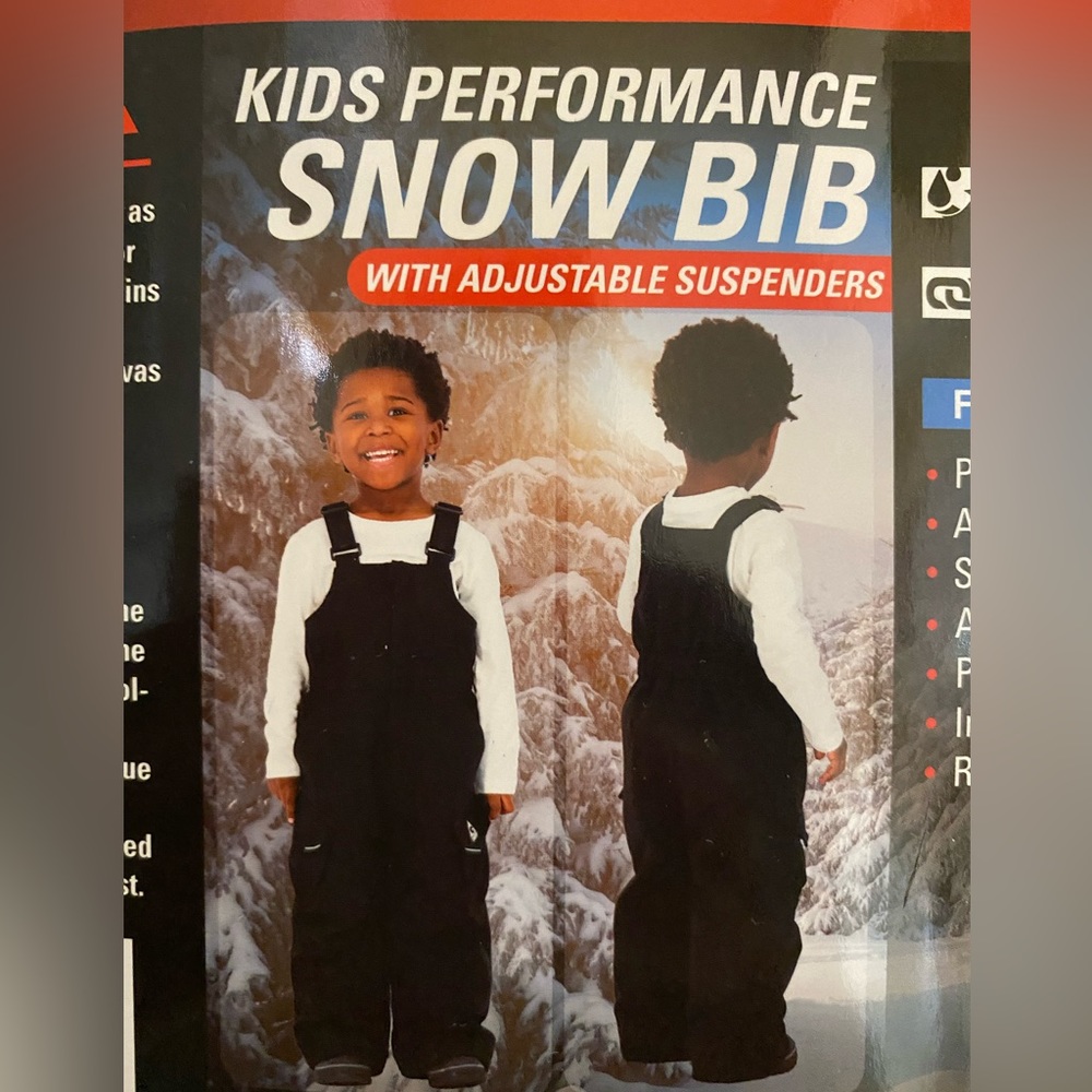 Gerry Kids Performance Snow Bib With Adjustable Suspenders, Black Sz: 4T